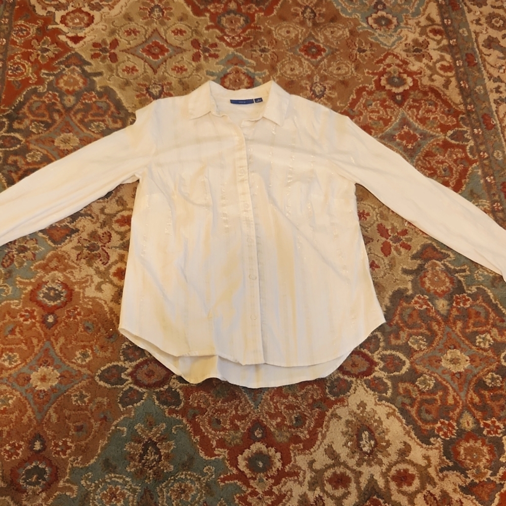 Apt. 9 Size S striped gold button up long sleeve shirt
